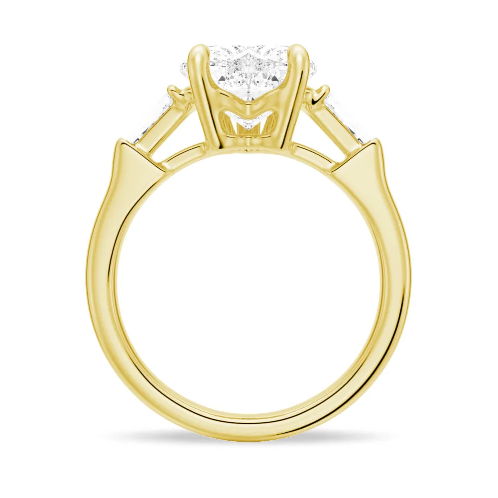 Heart-Shaped Engagement Ring with Tapered Baguette Stones