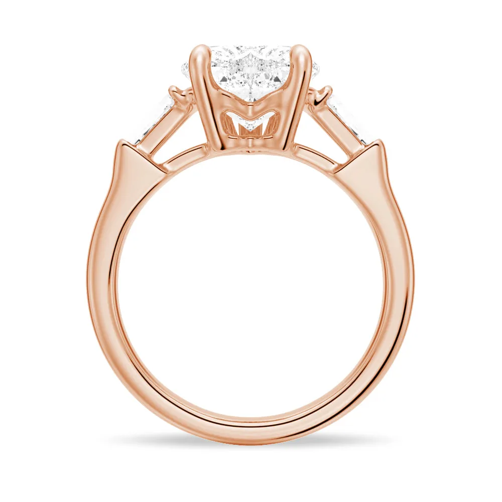 Heart-Shaped Engagement Ring with Tapered Baguette Stones