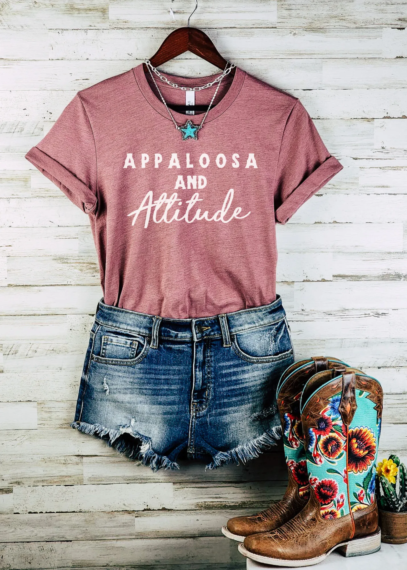 Heather Mauve Appaloosa & Attitude Short Sleeve Tee