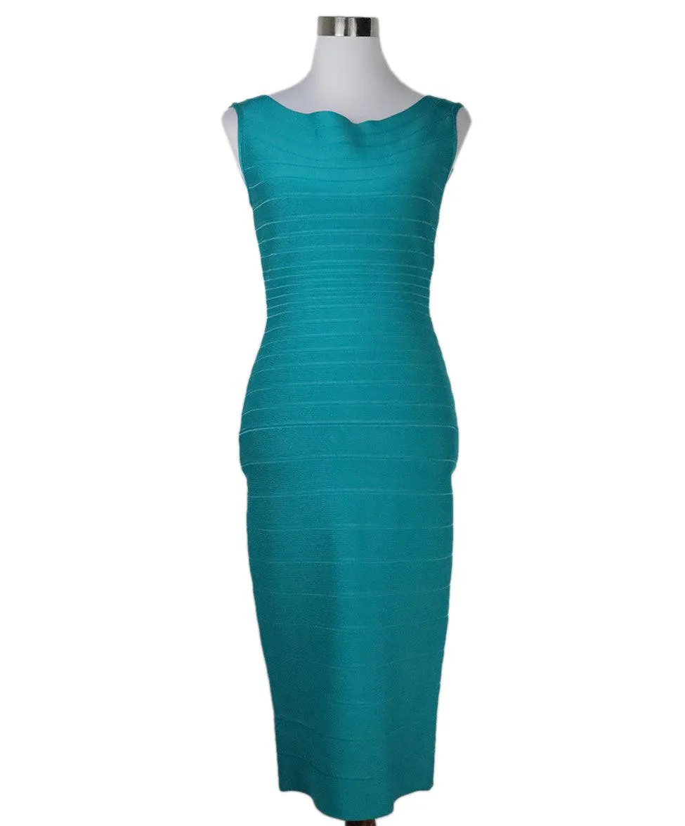 Herve Leger Turquoise Spandex Dress sz 6