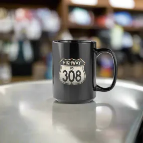 Highway 308 Black Mug, 15oz