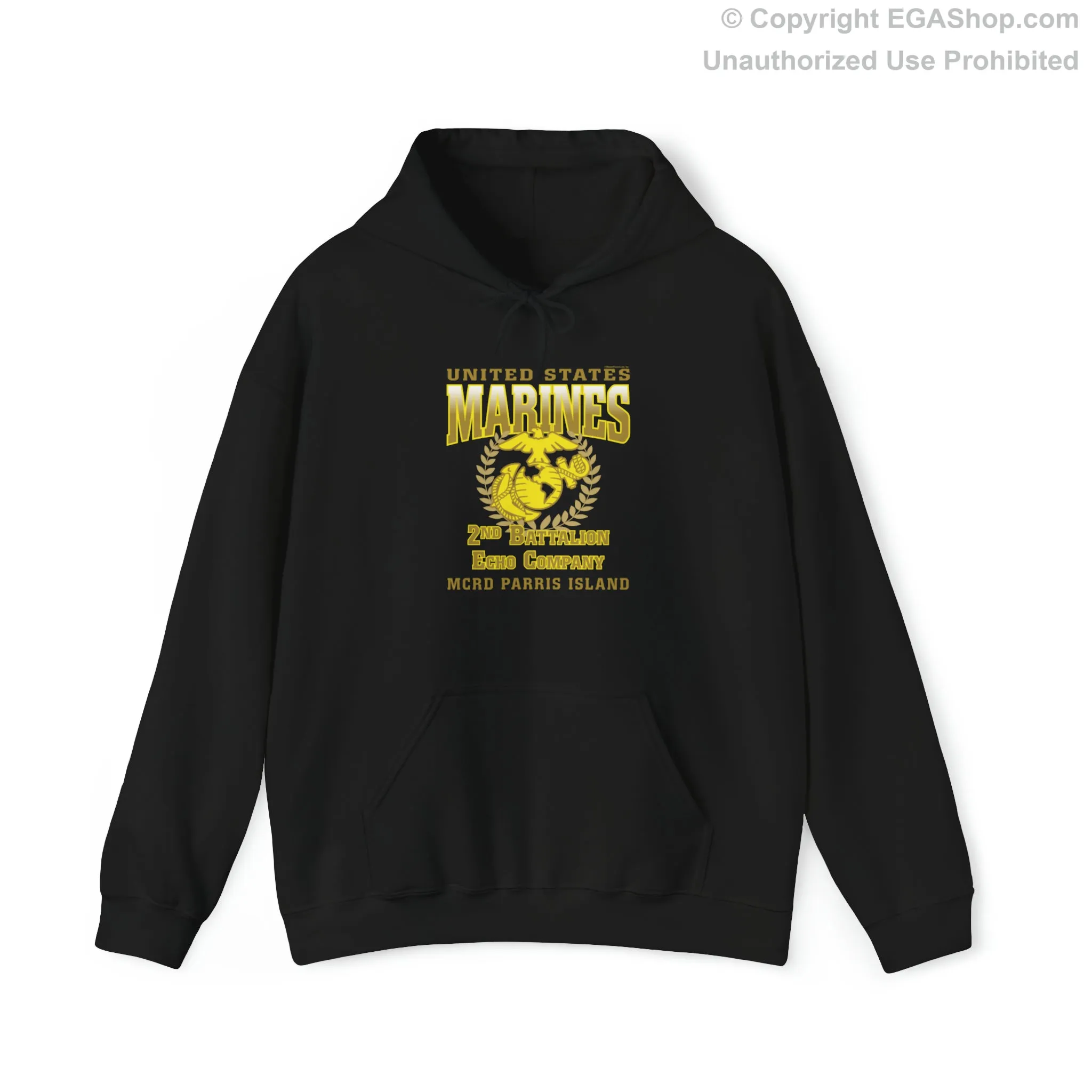 Hoodie: Echo Co. MCRD Parris Island (EGA, Blank Back)