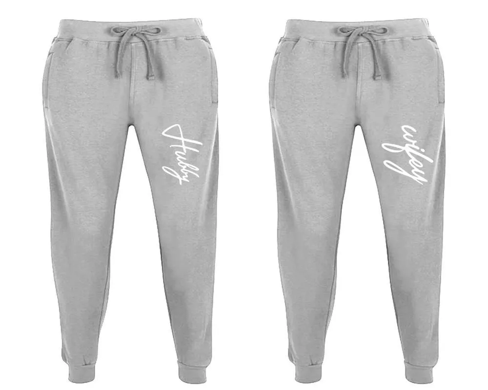 Hubby Wifey Couple Matching Jogger Pants,  Couple Designed Sweatpants