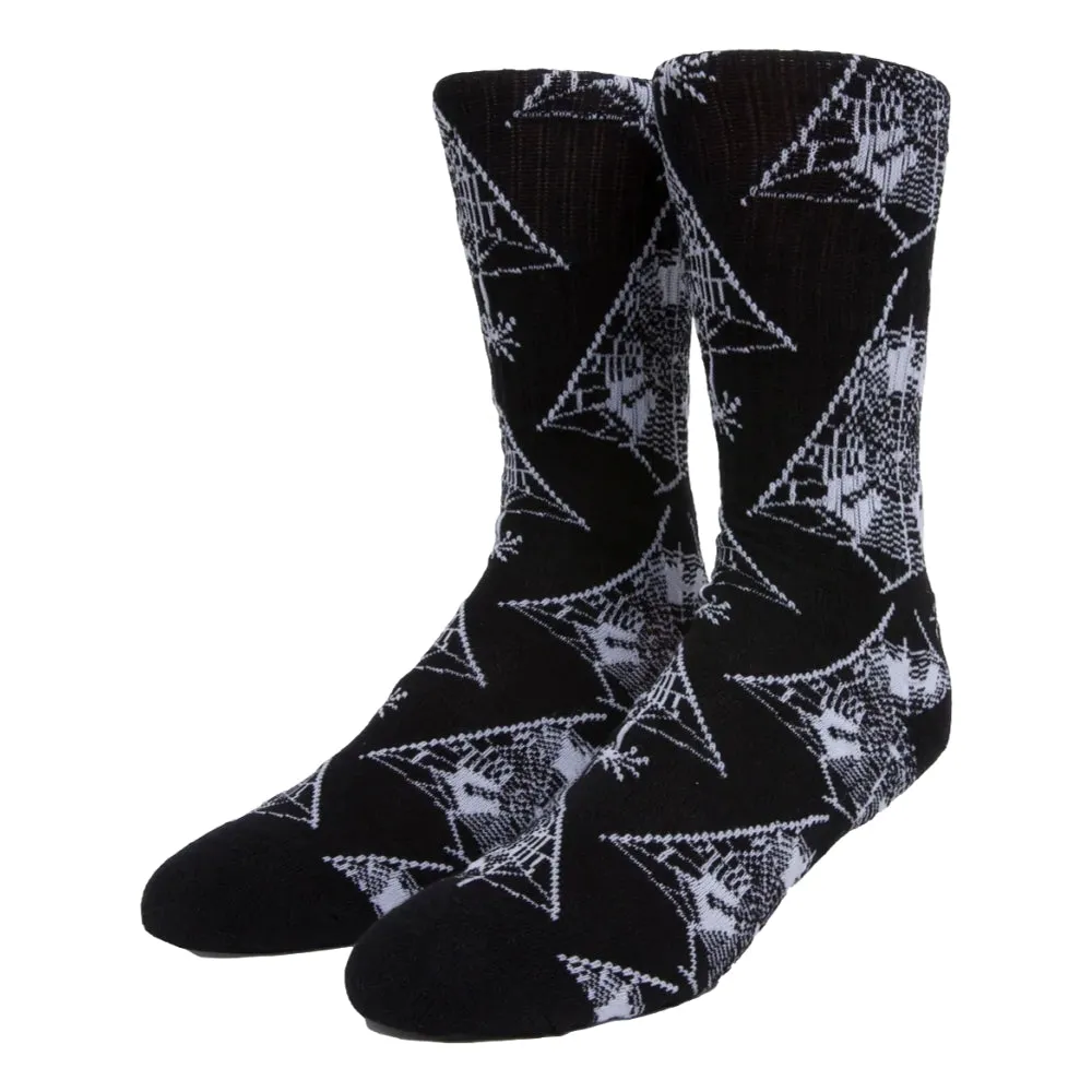 HUF TANGLED WEBS CREW SOCK-BLACK