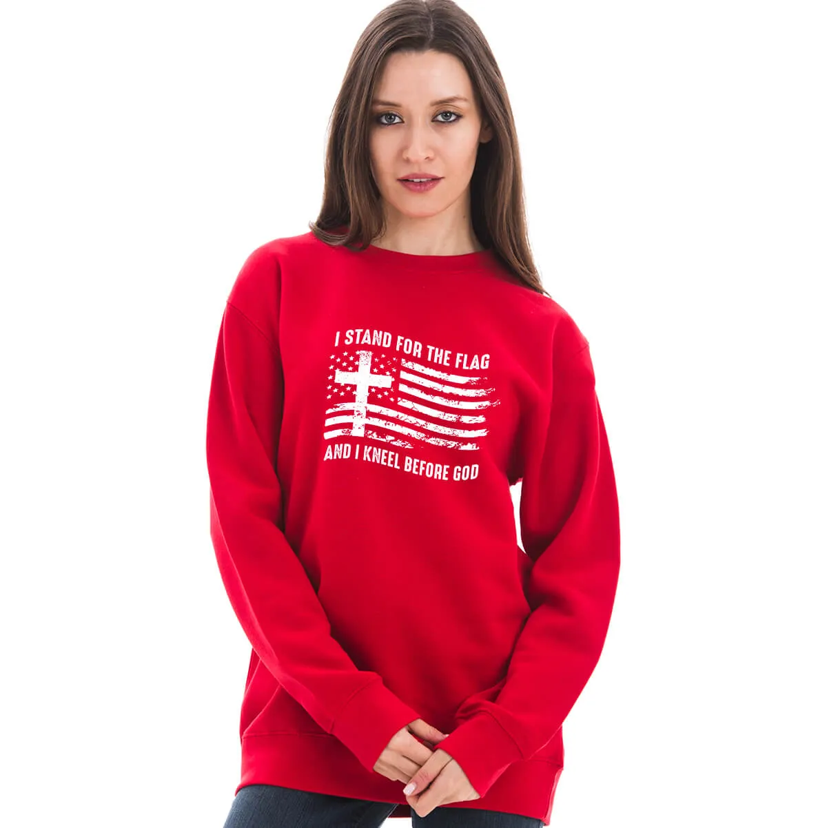 I Stand For The Flag And I Kneel Before God Crewneck Sweatshirt