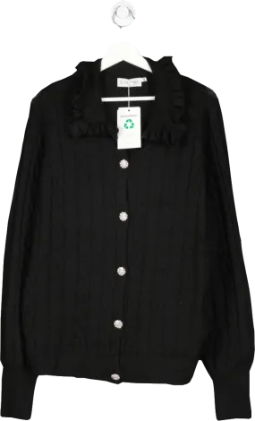 In The Style Black Embellished Button Collar Cardigan UK 14