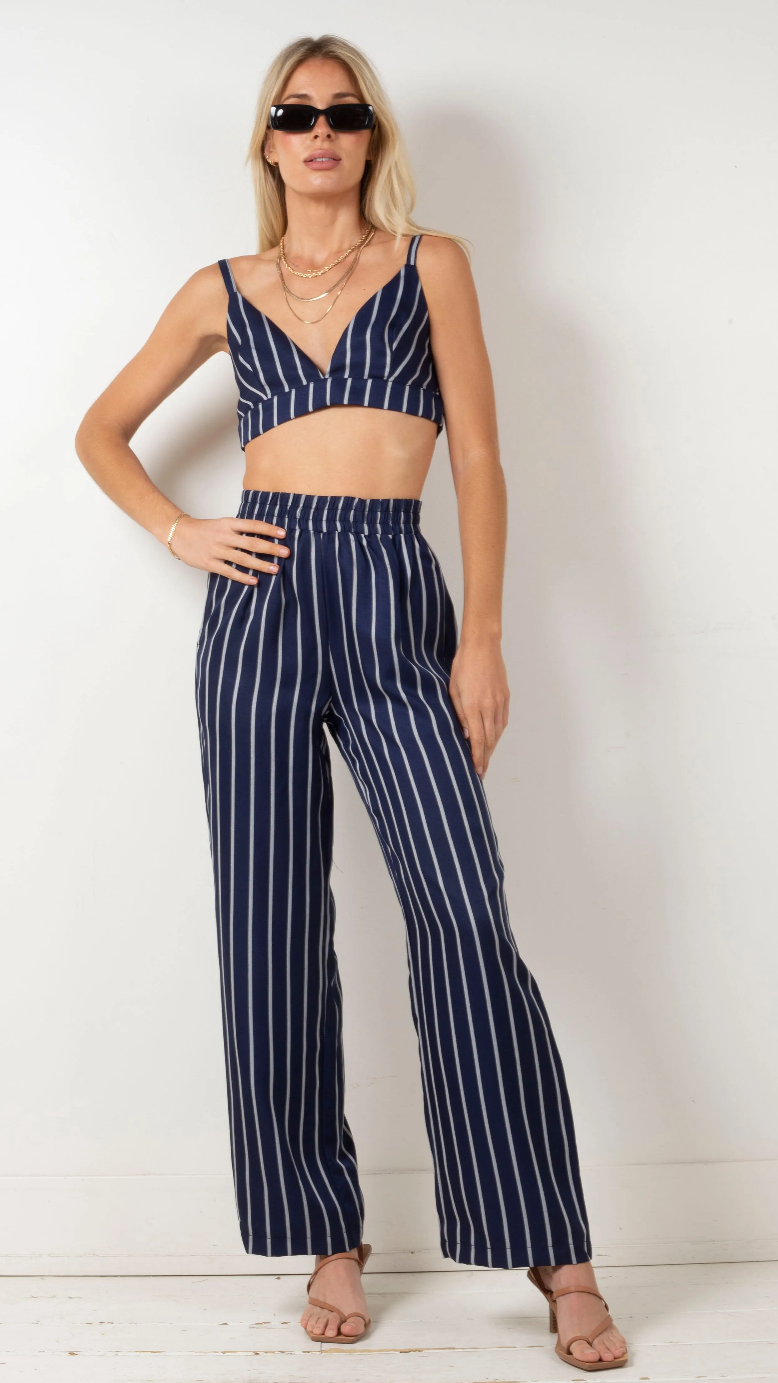 Jade Bralette - Navy Stripe