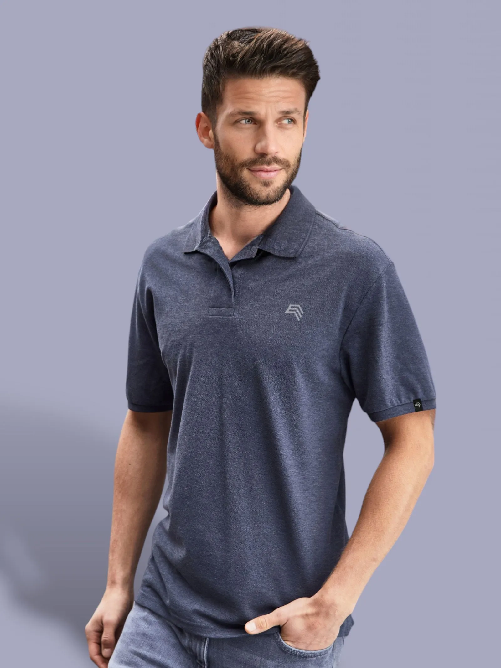 JAN 8010 ― Herren Bio-Baumwolle Polo Shirt - Denim Melange Blau