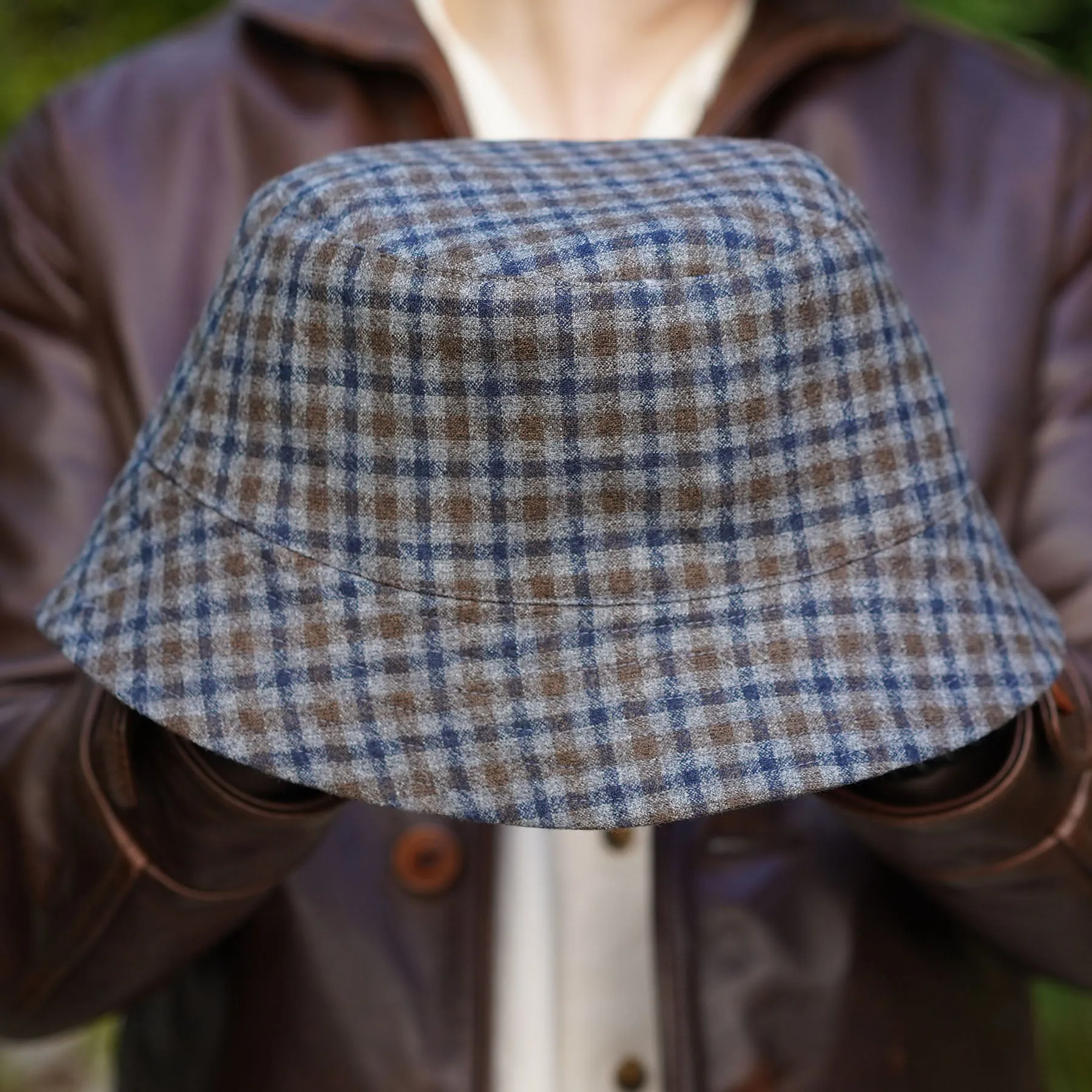 Joyride Reversible Bucket Hat in Reda Tattersall/ Hardy Minnis Gunmetal Twill Wool