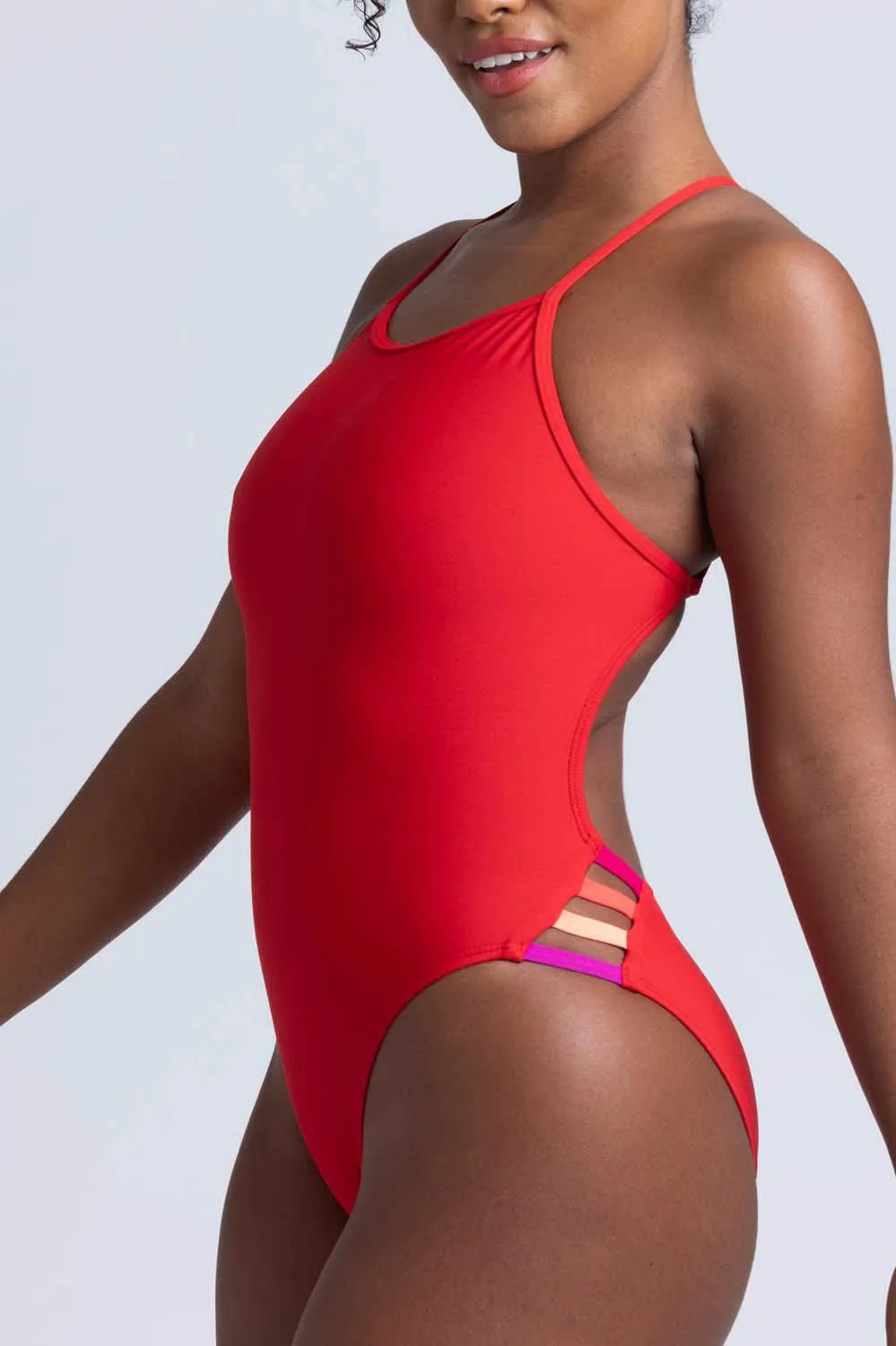 Julian Swim Onesie - Red Contrast