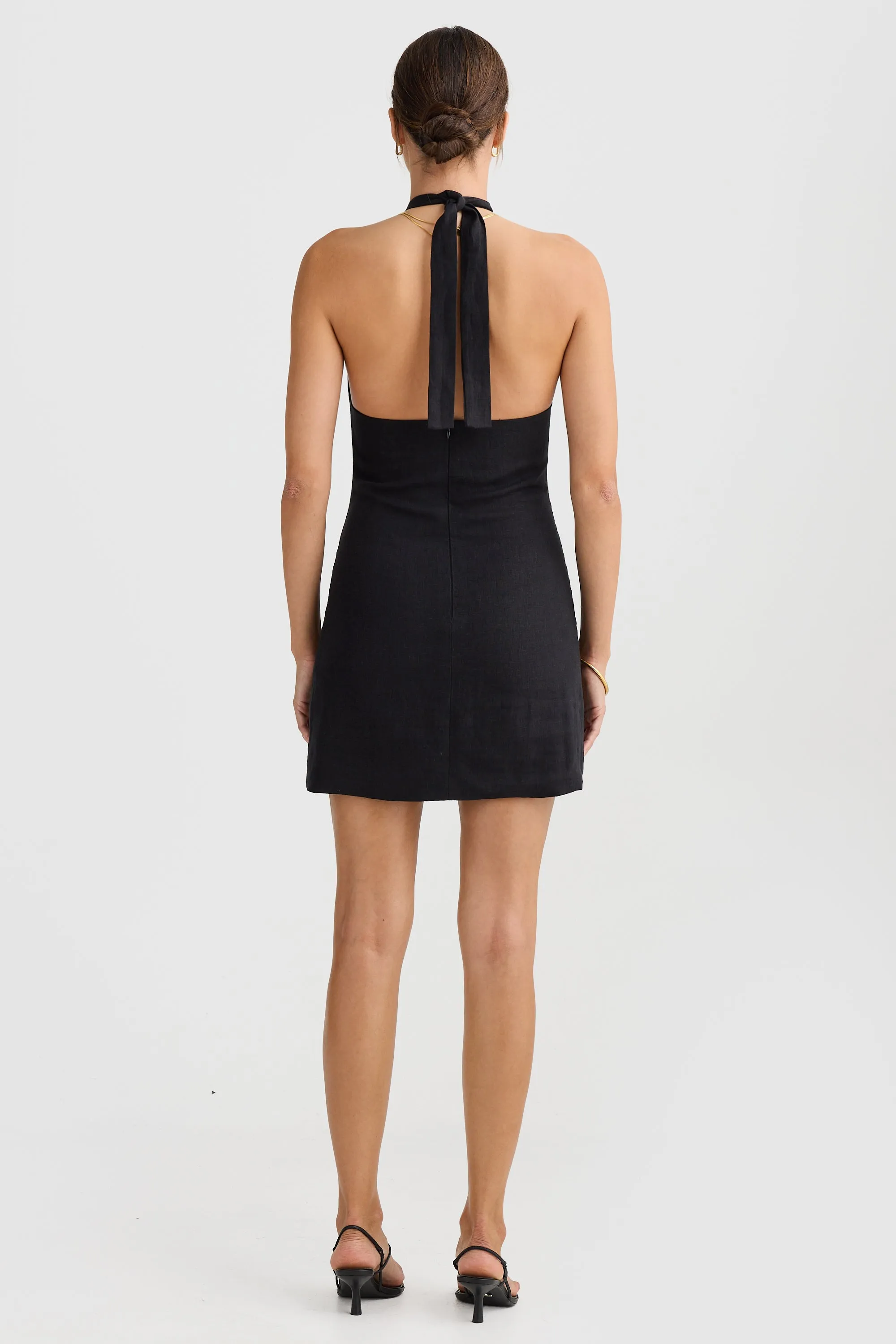 Kaia Halter Mini Dress Black