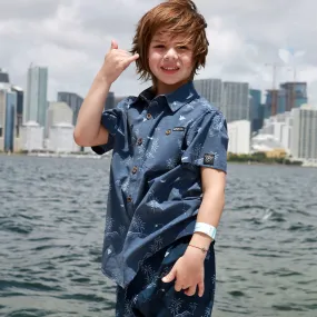 KIDS BLUE HAWAII BUTTON DOWN