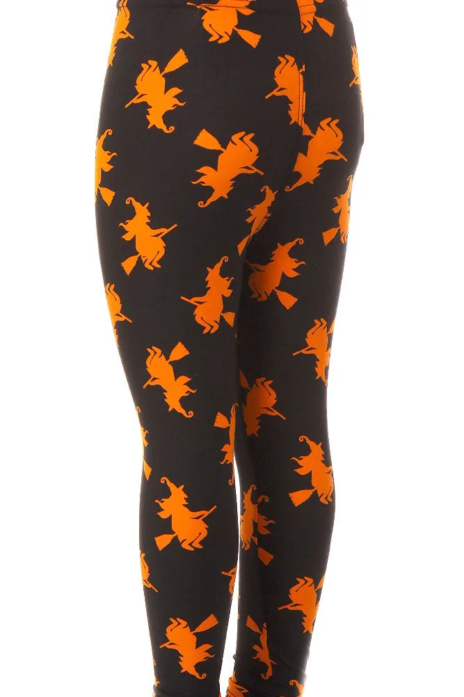 Kid's Halloween Witch Pattern Printed Leggings