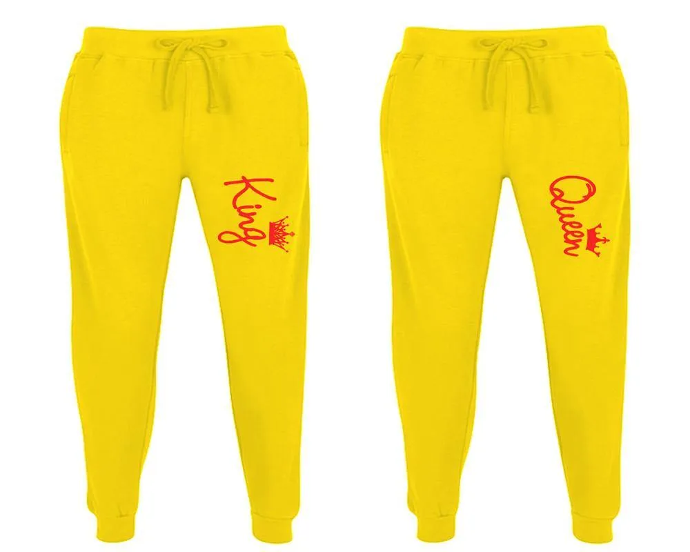 King Queen Couple Matching Jogger Pants,  Couple Designed Sweatpants