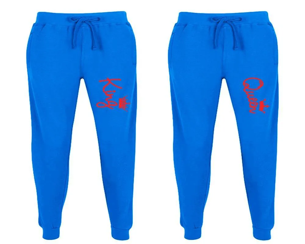 King Queen Couple Matching Jogger Pants,  Couple Designed Sweatpants