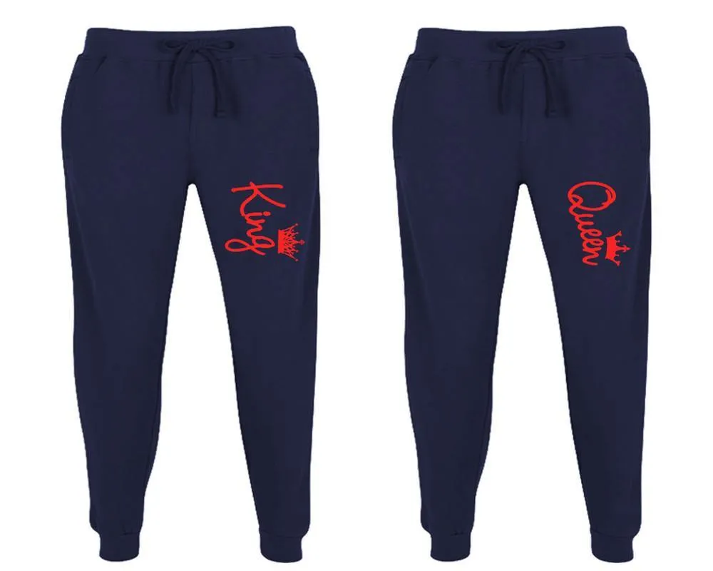 King Queen Couple Matching Jogger Pants,  Couple Designed Sweatpants