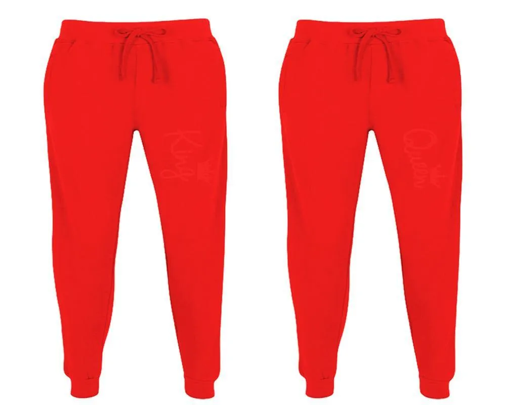 King Queen Couple Matching Jogger Pants,  Couple Designed Sweatpants