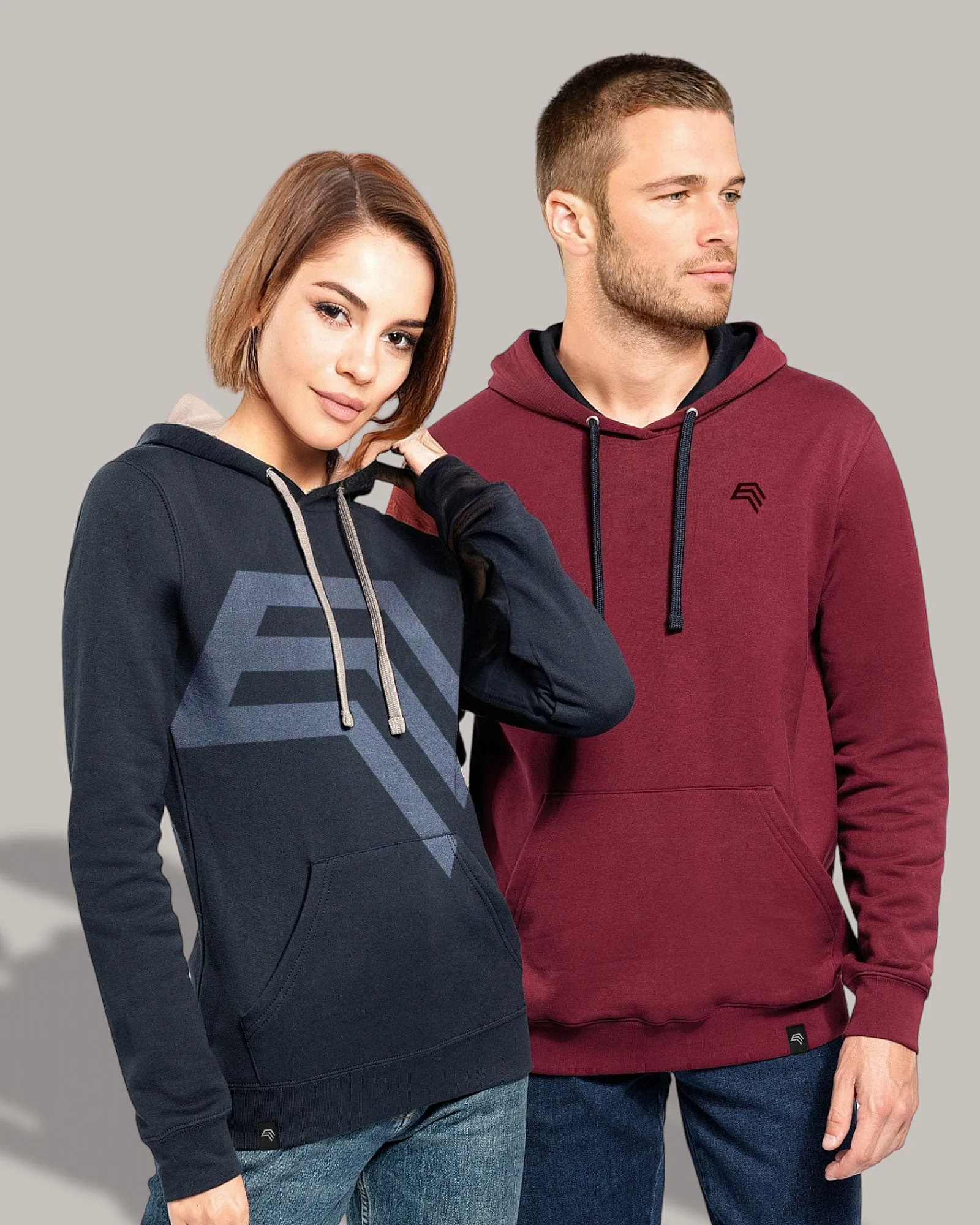 KRB K446 ― Bi-Color Hoodie Sweatshirt - Wine Rot / Navy Blau