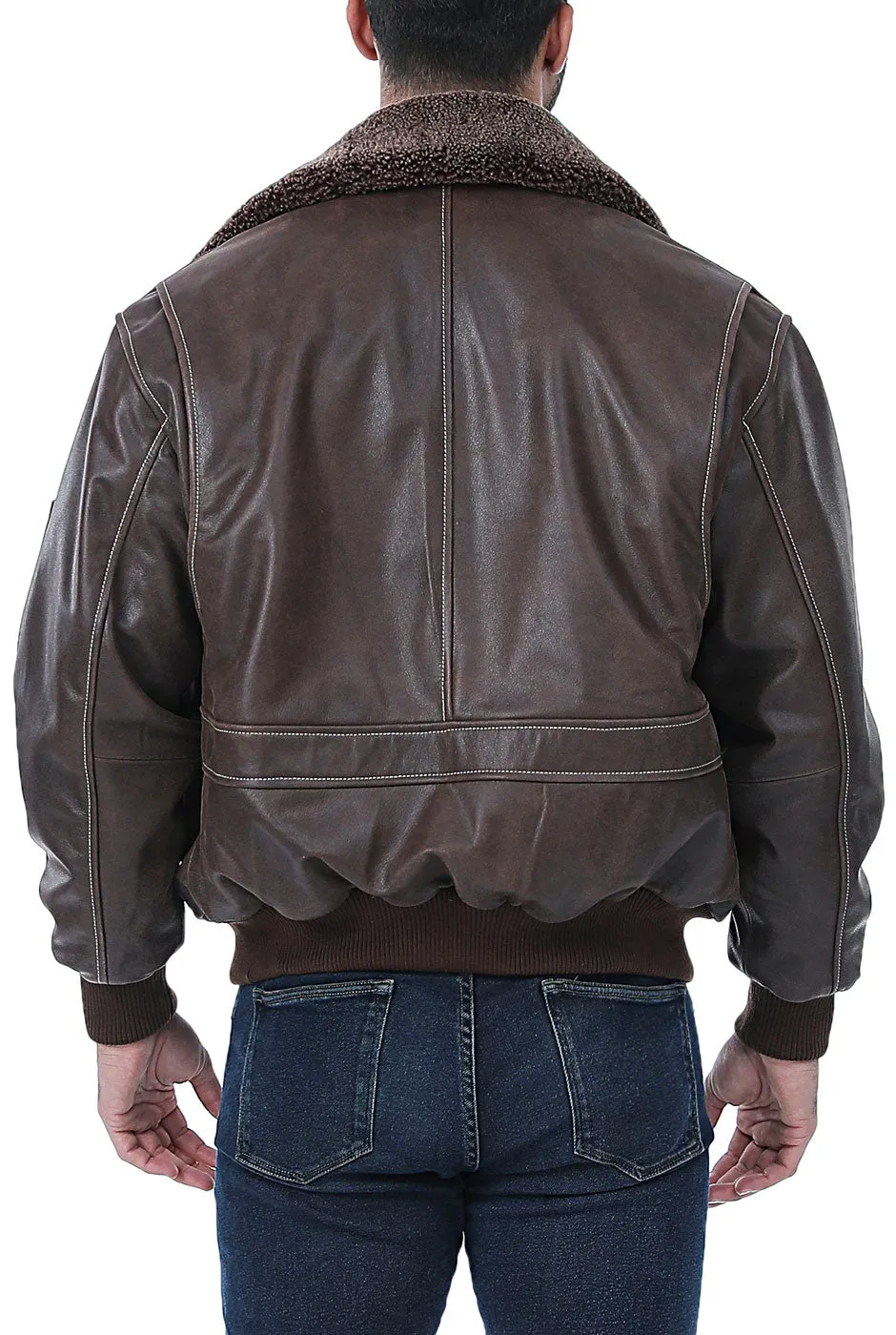 Landing Leathers Men Distressed Cowhide Leather Bomber Jacket