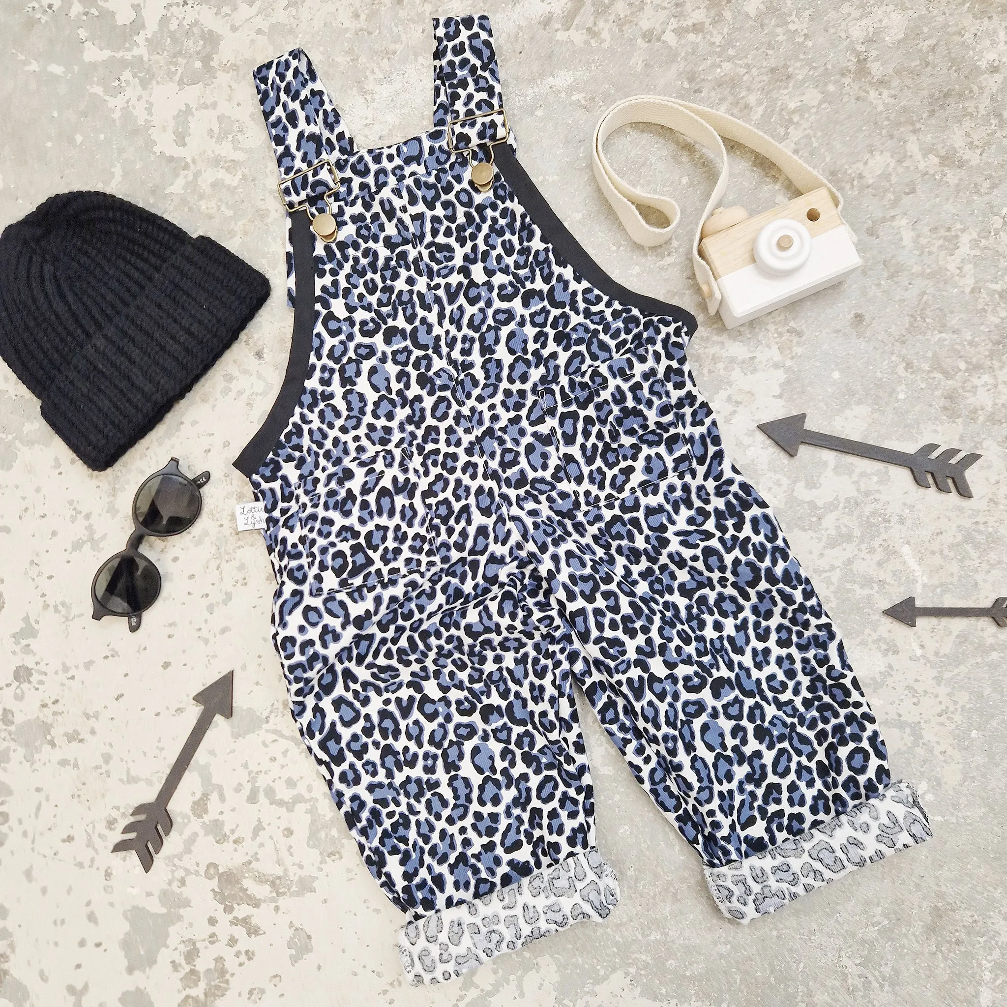 Leopard Print Cord Dungarees