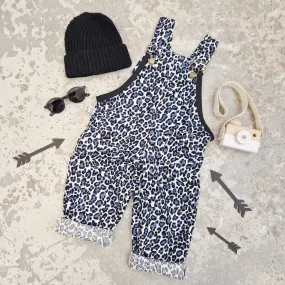 Leopard Print Cord Dungarees