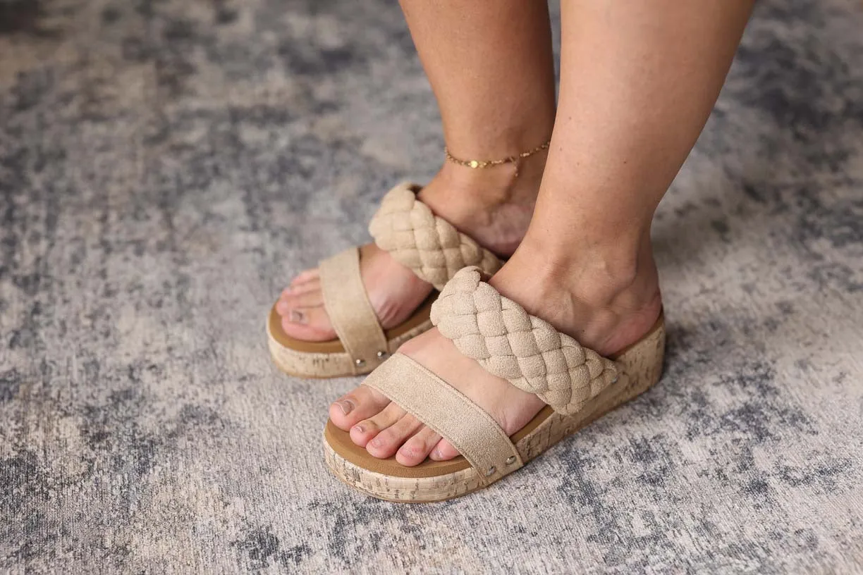 Light Beige Woven Band Sandal