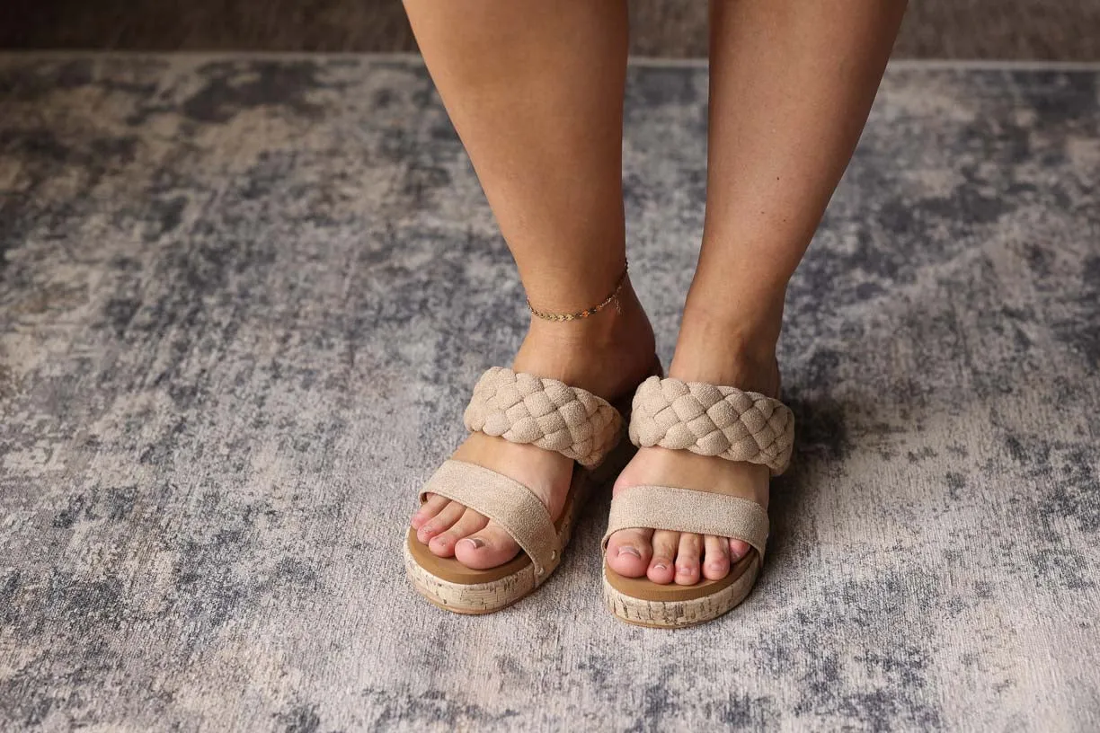 Light Beige Woven Band Sandal