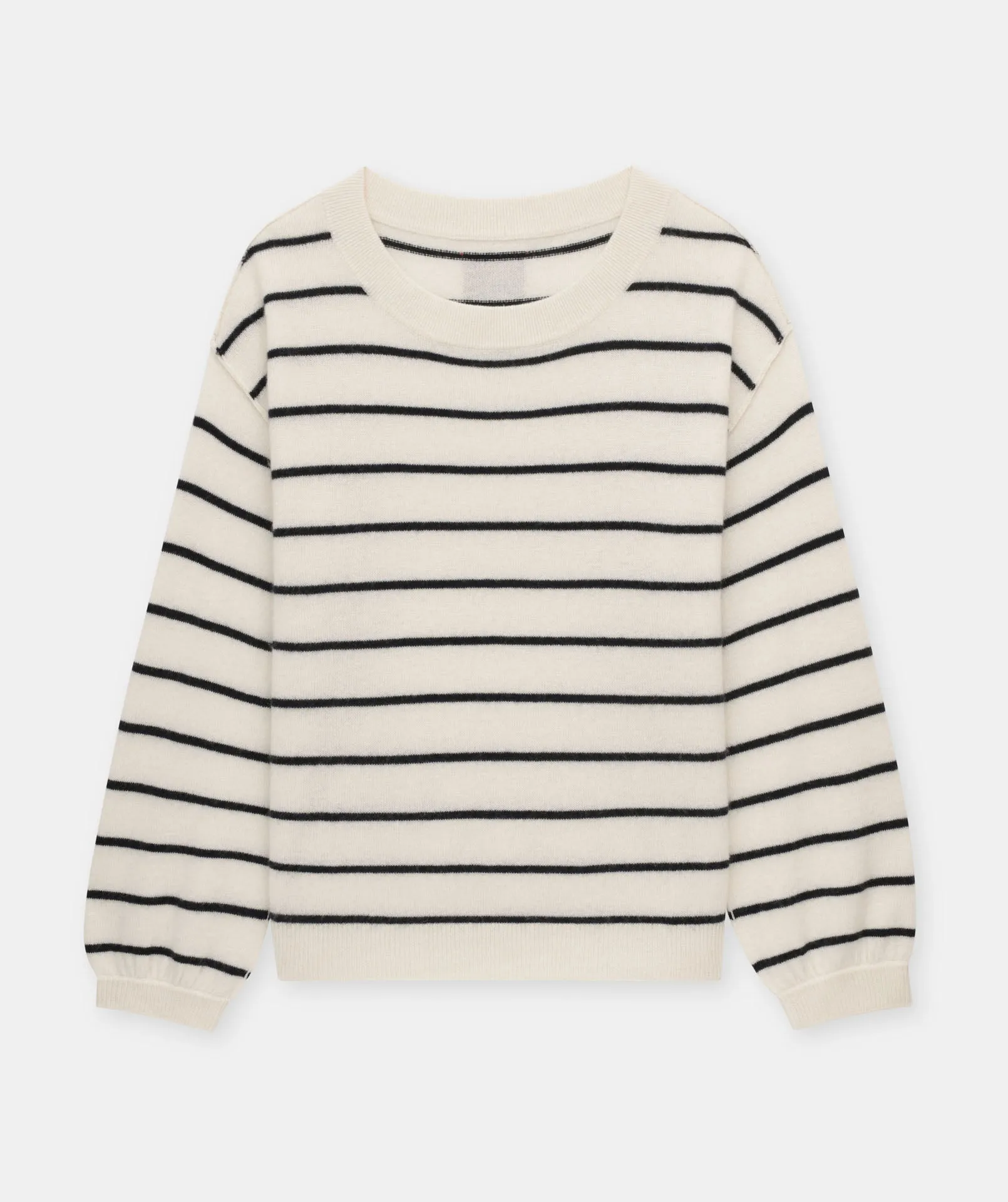 Lightweight Reversible Cashmere Striped Wide Neck Sweater