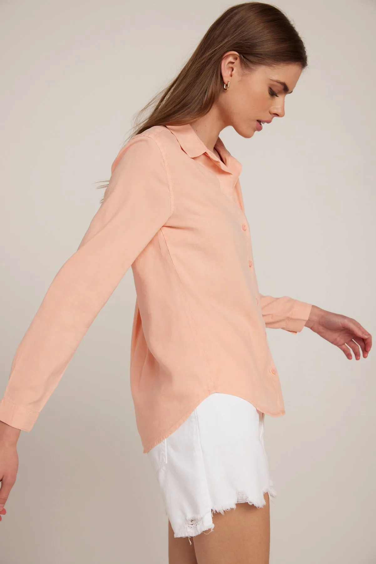 Long Sleeve Classic Button Down - Sunset Coral