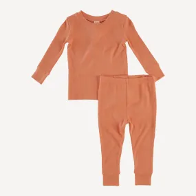 long sleeve crew neck pj set | carnelian | modal skinny rib