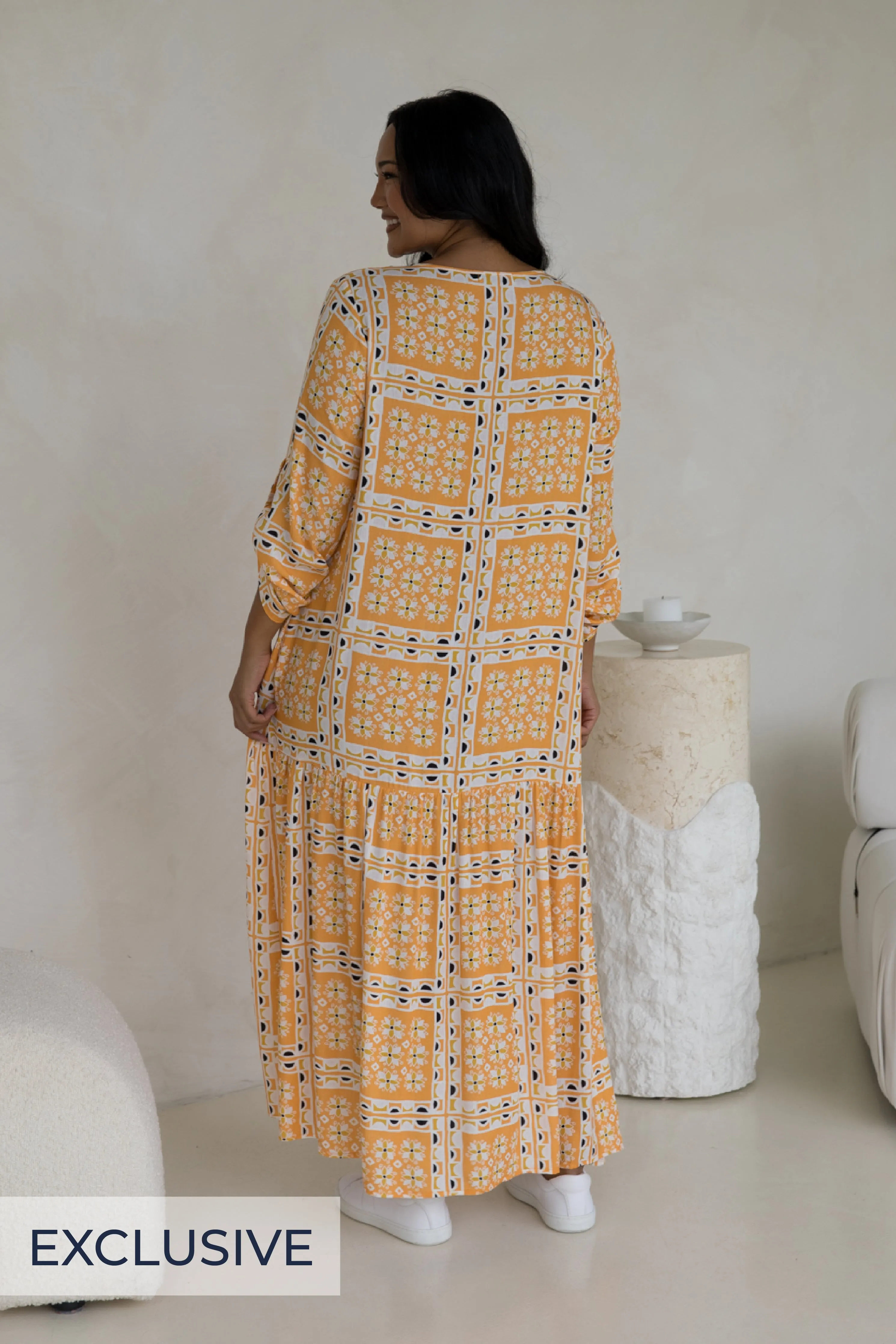 Long Sleeve Peak Maxi Dress in Trella