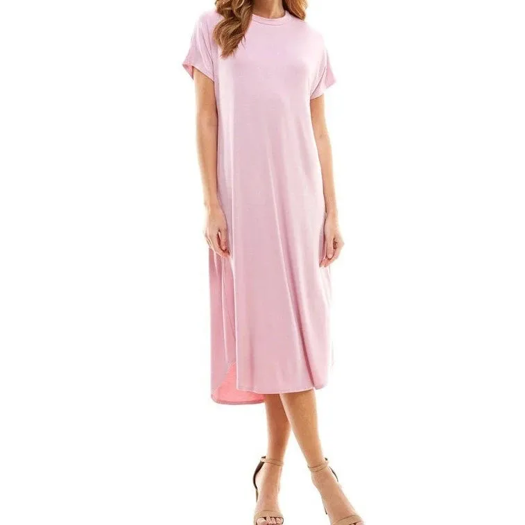 Loose Fit Crew Neck Midi Dress