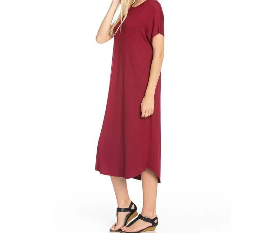 Loose Fit Crew Neck Midi Dress