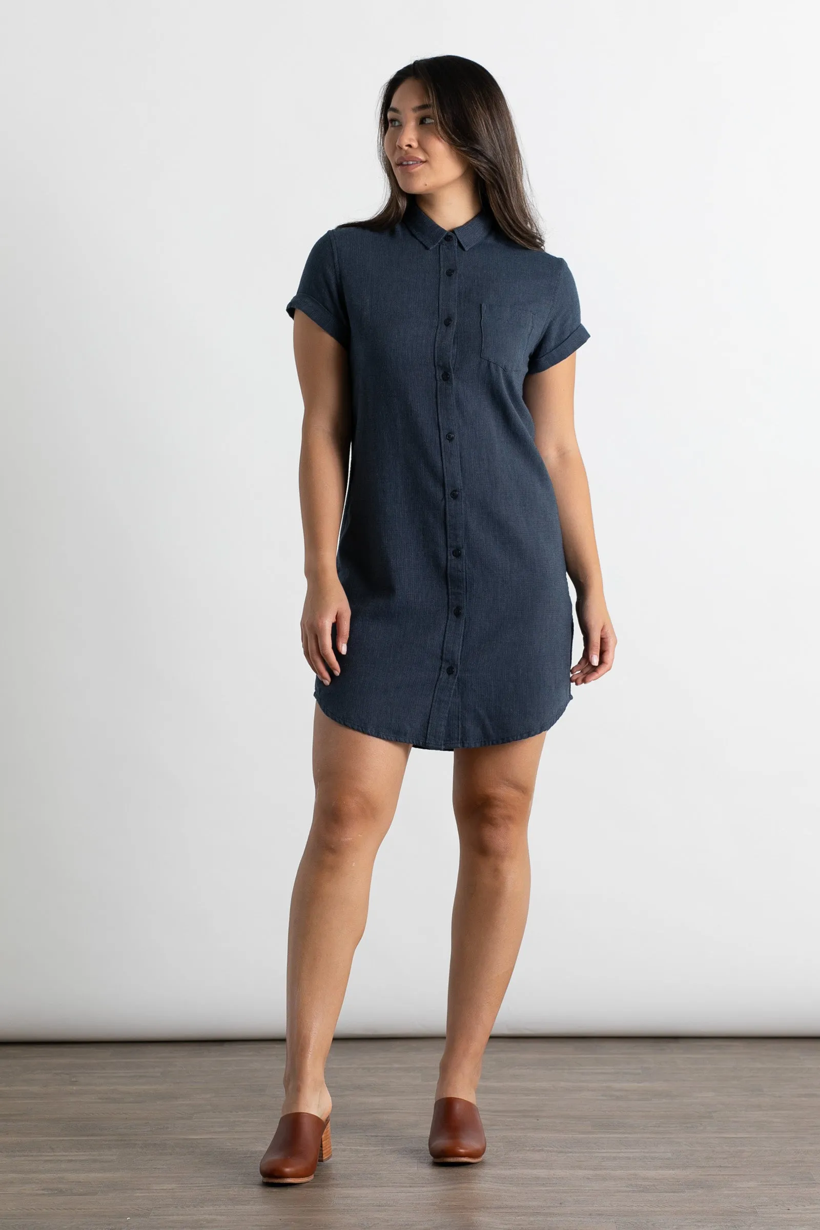 Loren Shirt Dress / Navy Chevron