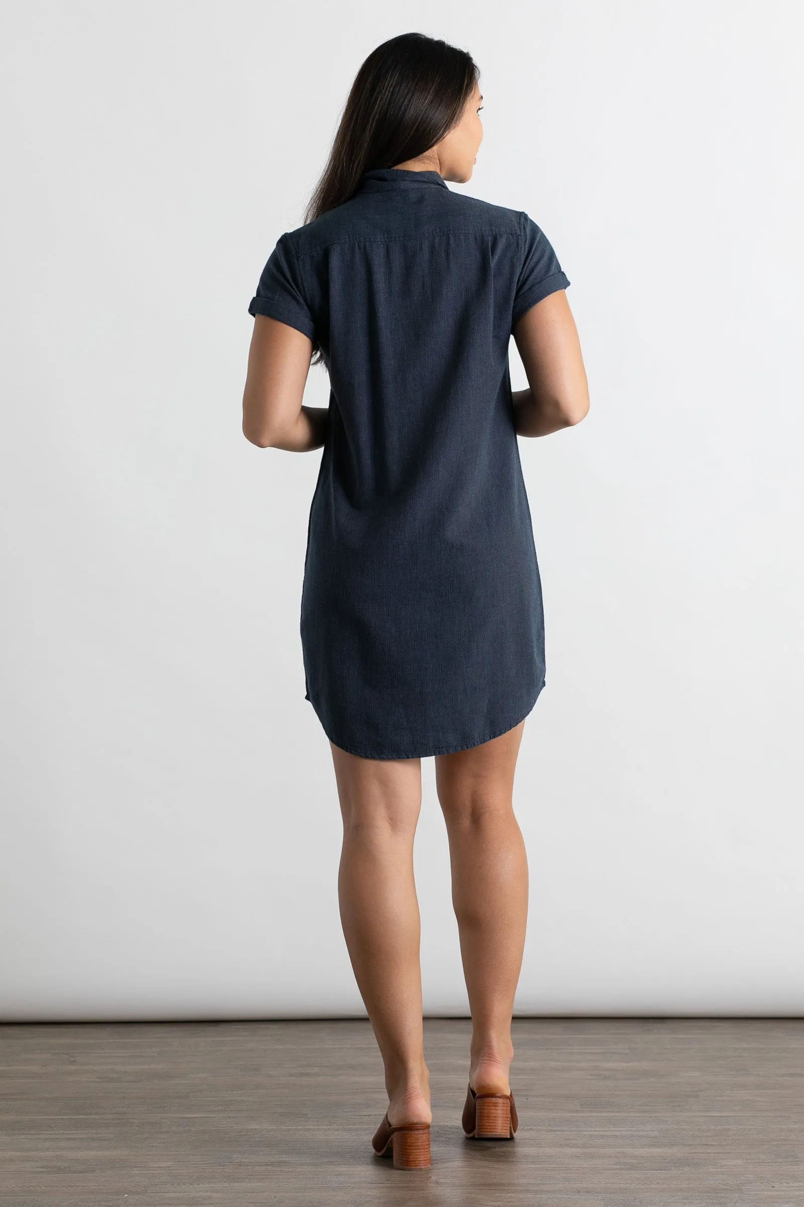 Loren Shirt Dress / Navy Chevron