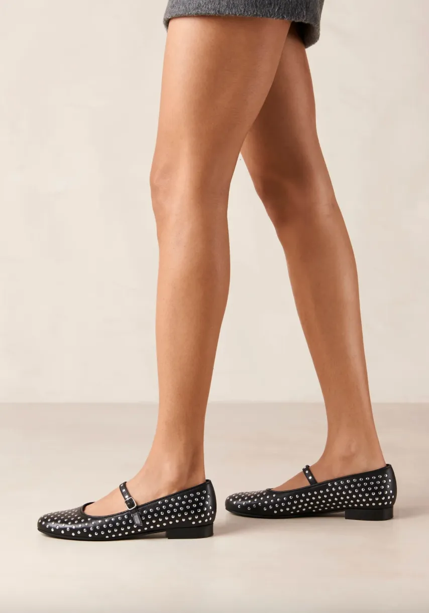 Lucien Black Leather Ballet Flats