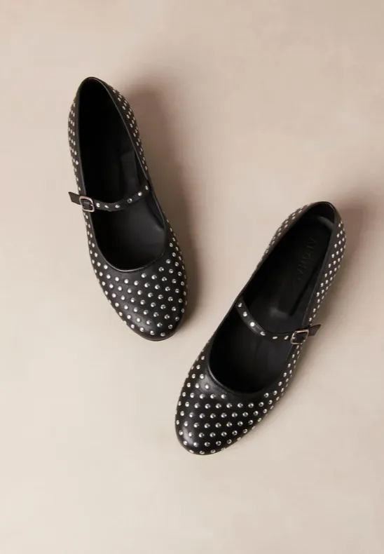 Lucien Black Leather Ballet Flats