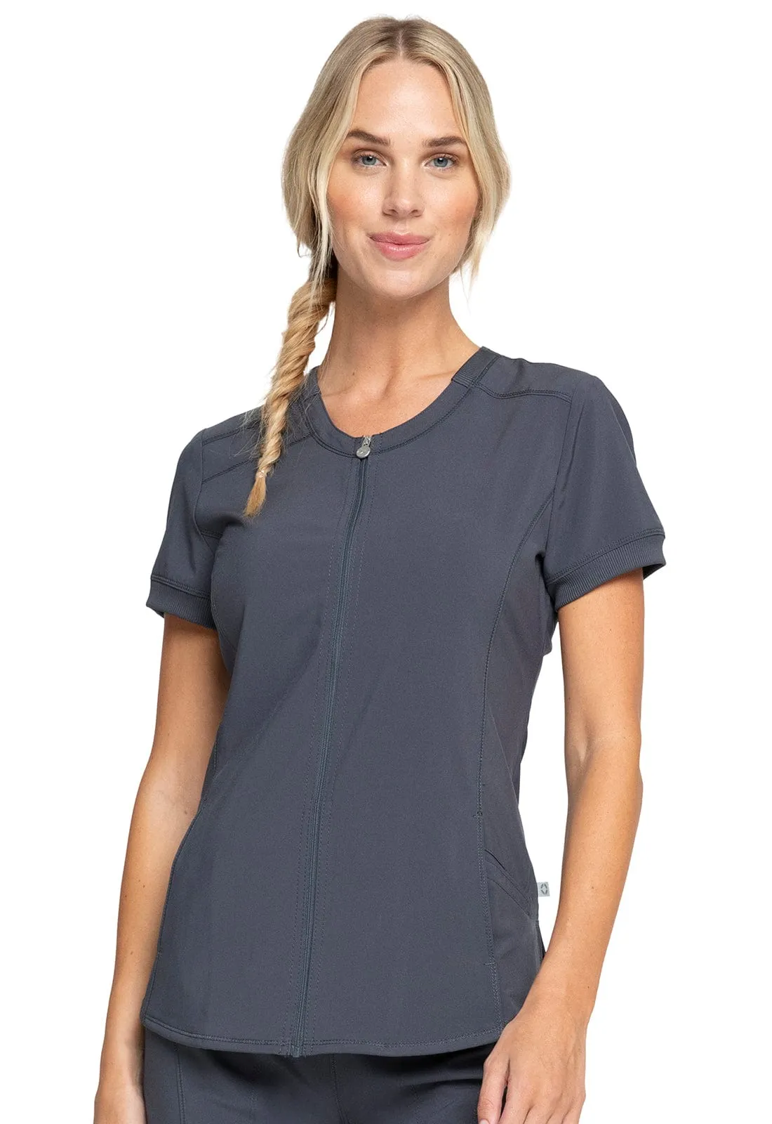 Lumino Infinity Zip Front V-Neck Top with Monogram LD-CK810A