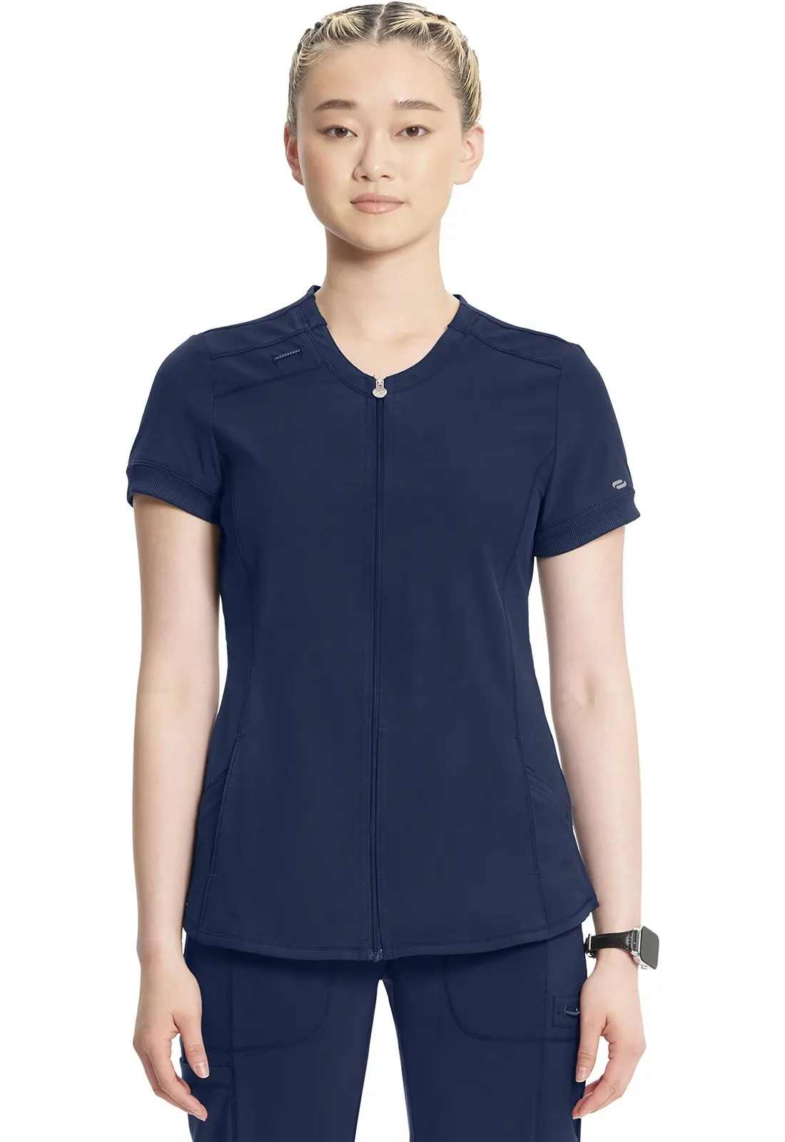 Lumino Infinity Zip Front V-Neck Top with Monogram LD-CK810A