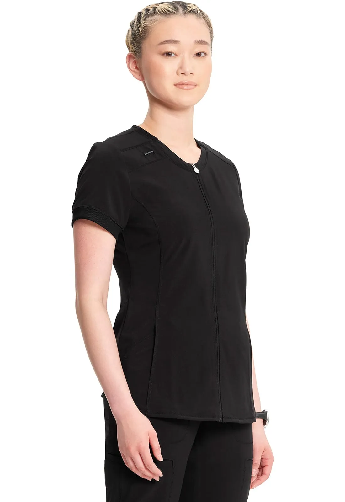 Lumino Infinity Zip Front V-Neck Top with Monogram LD-CK810A