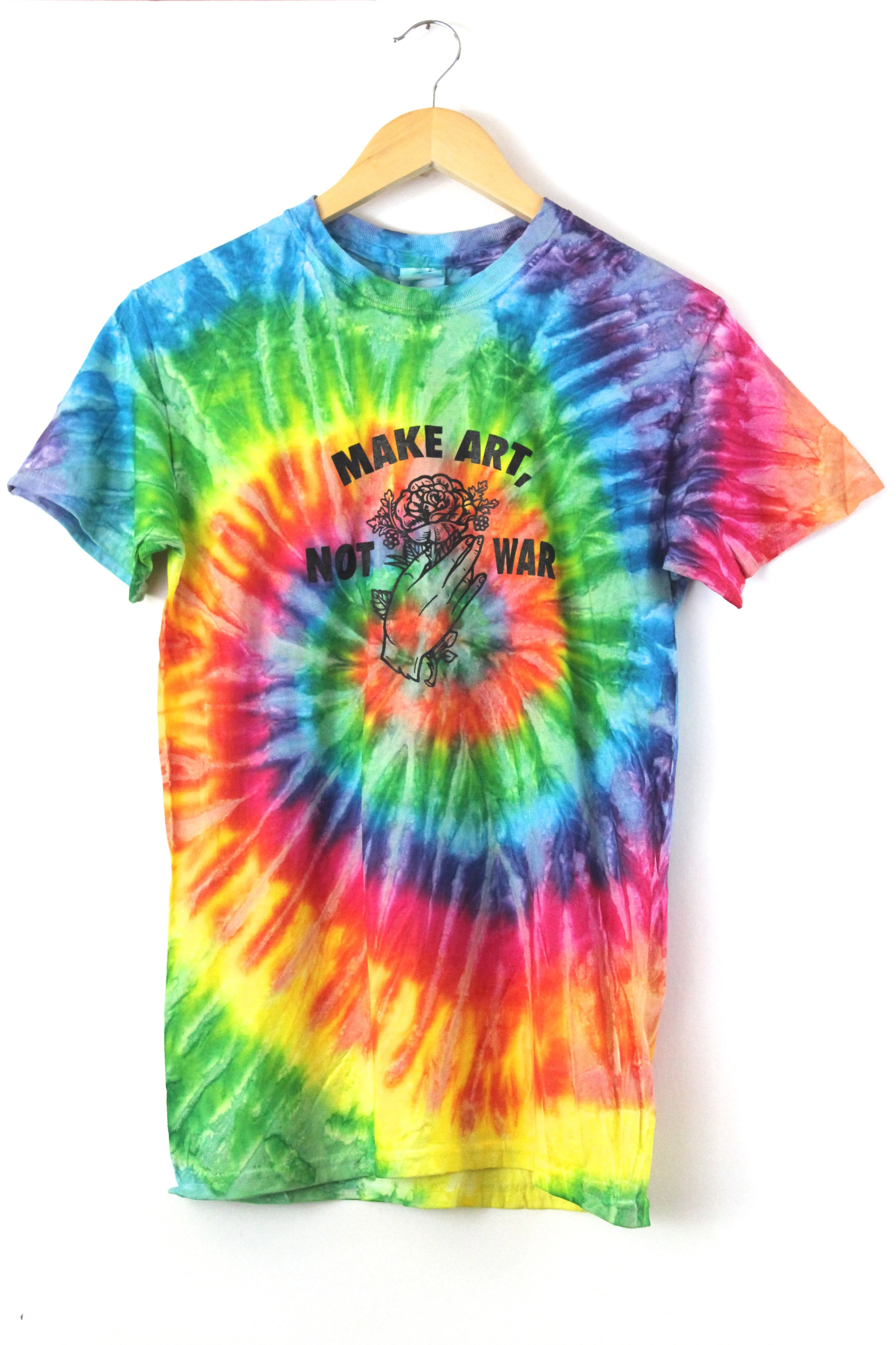 Make Art, Not War Bright Rainbow Tie-Dye Graphic Unisex Tee