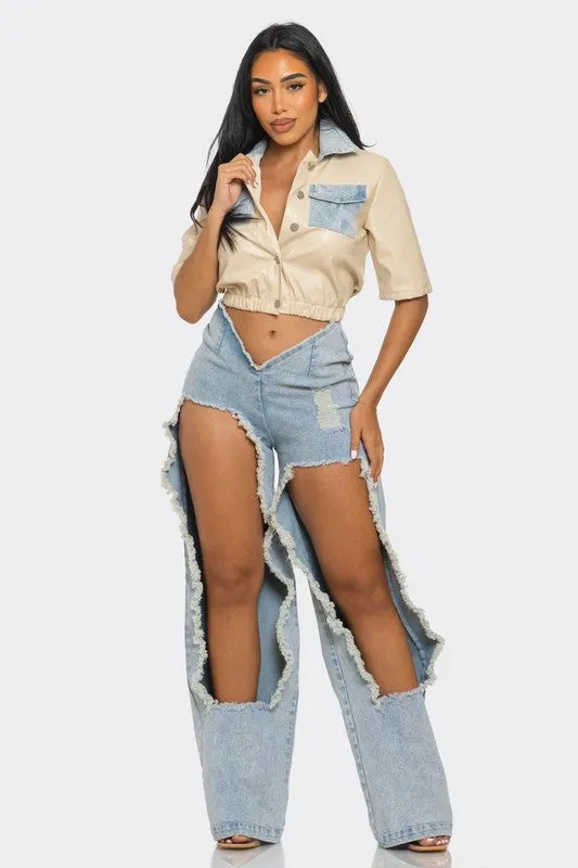 Make Me Over Classic Denim Pant Set