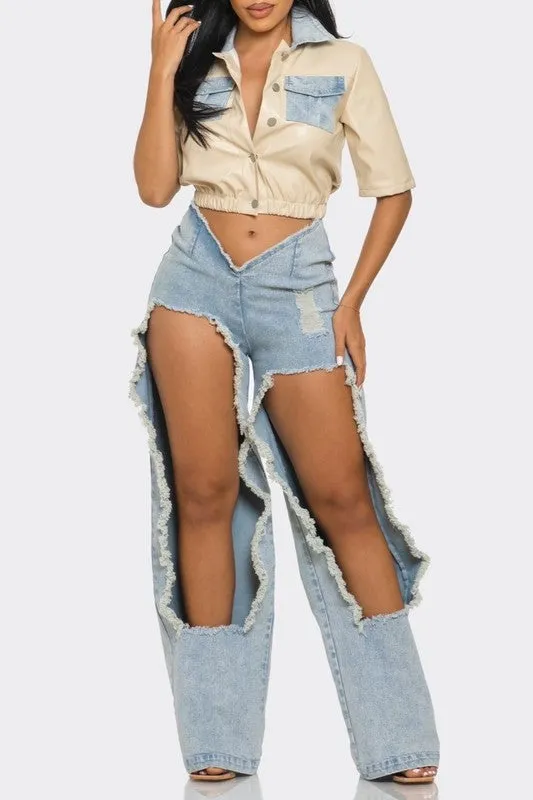 Make Me Over Classic Denim Pant Set