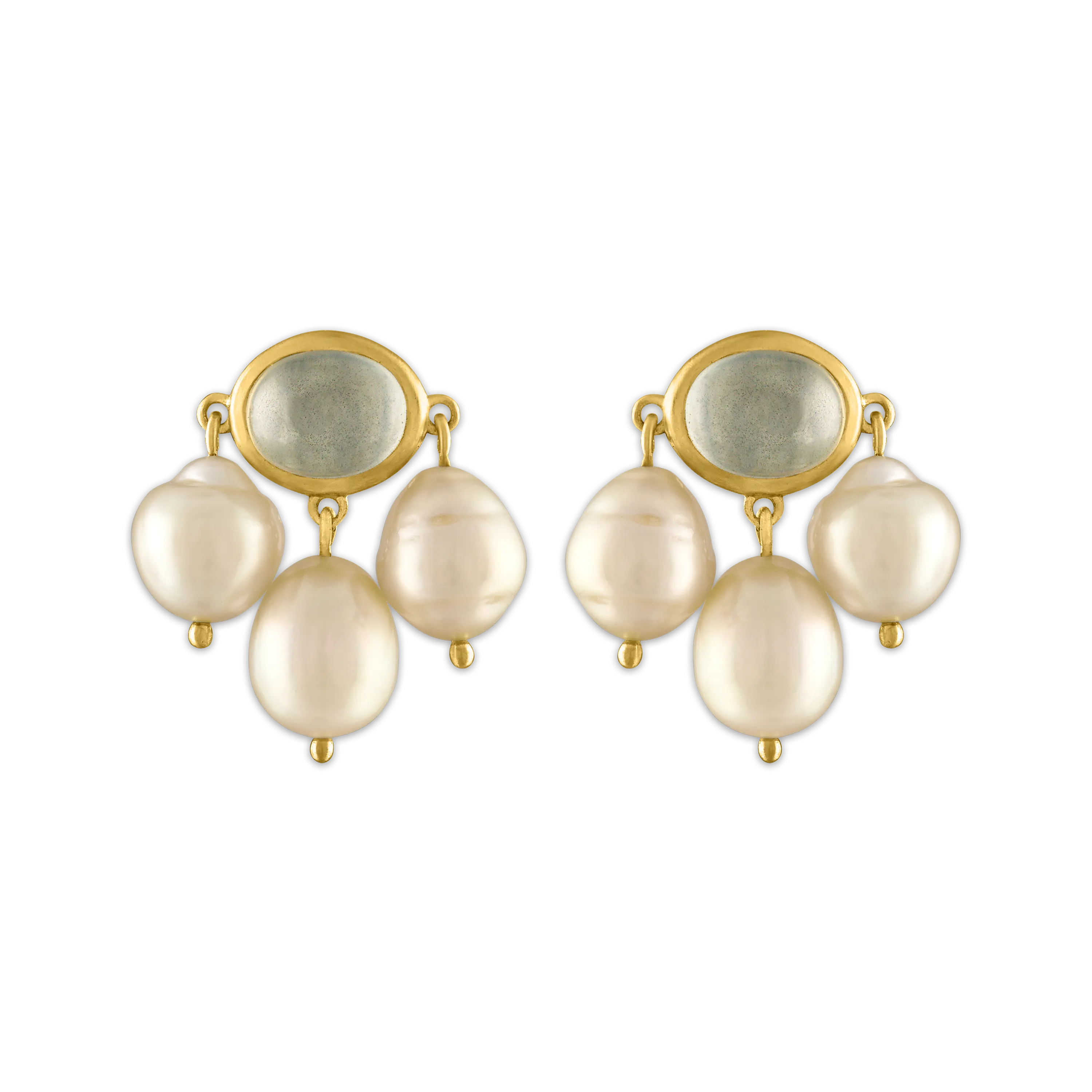 Mango Moonstone and South Sea Pearl Unda Stud Earrings