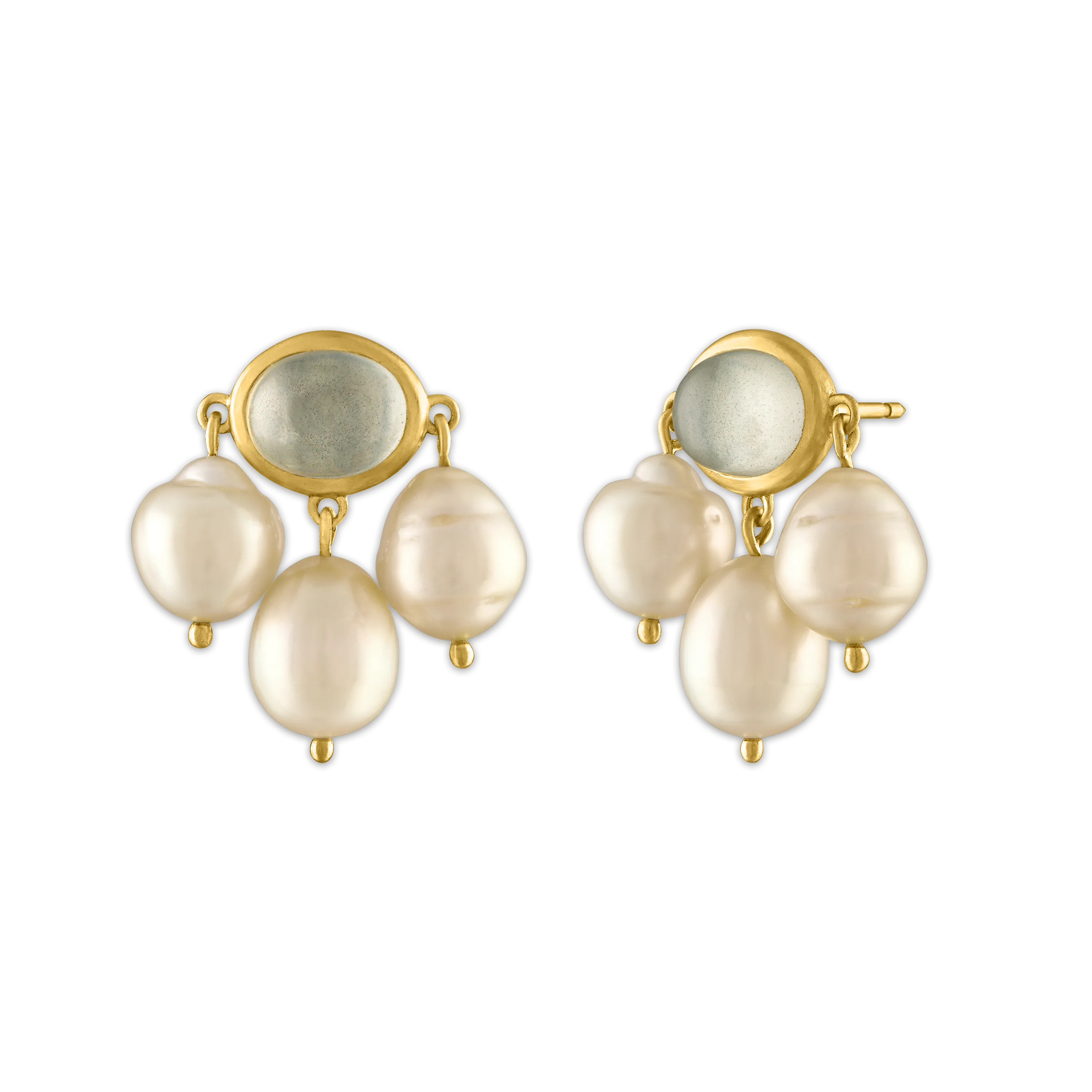 Mango Moonstone and South Sea Pearl Unda Stud Earrings