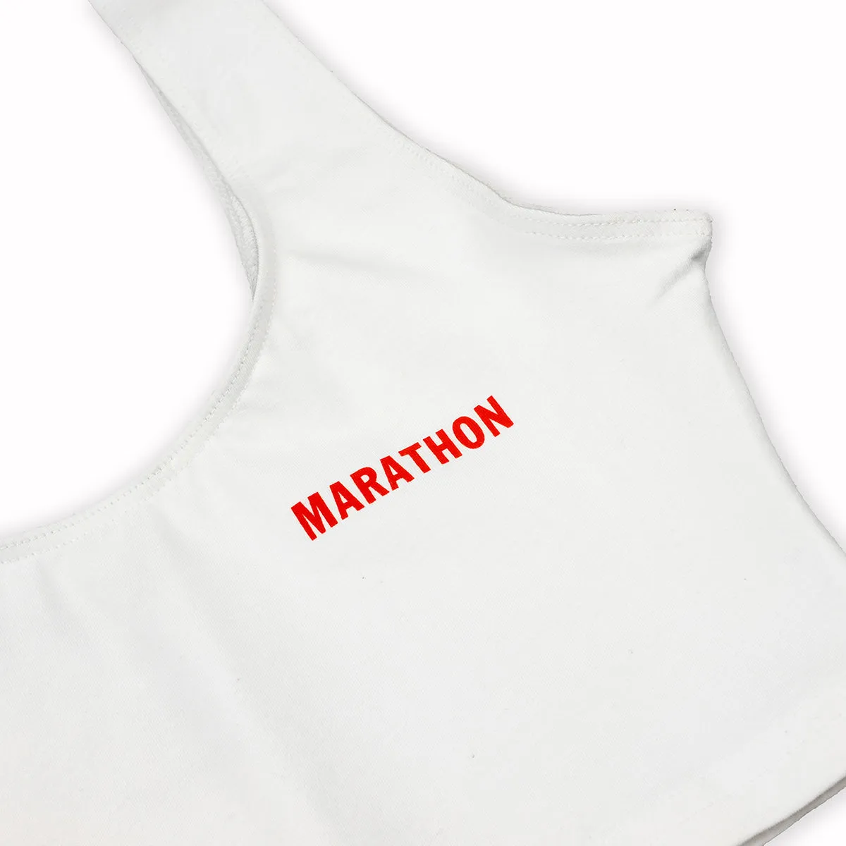 Marathon Womens Crop Tank - White / Red