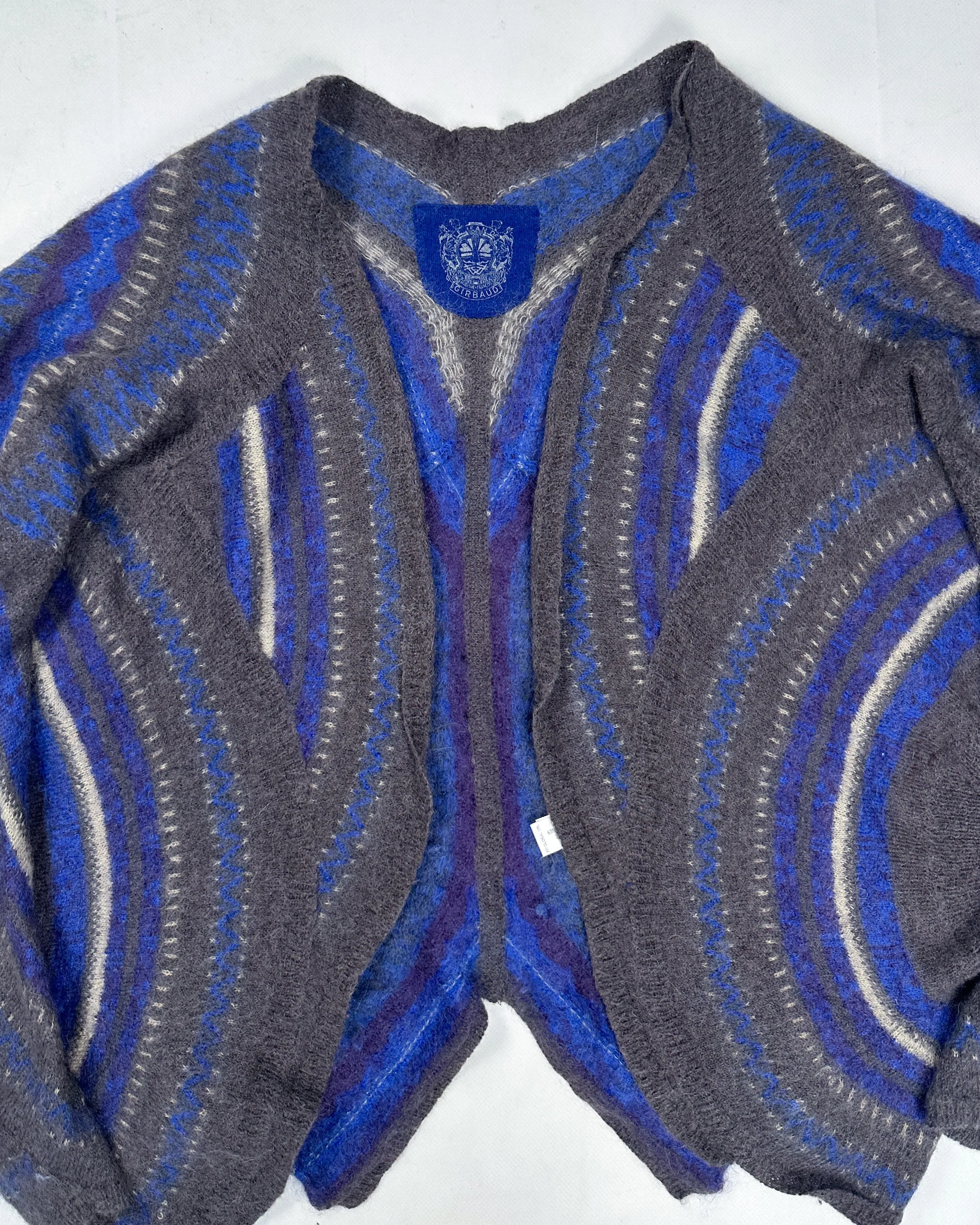 Marithé Francois Girbaud Alpaca Assymetric Blue Cardigan 2000's