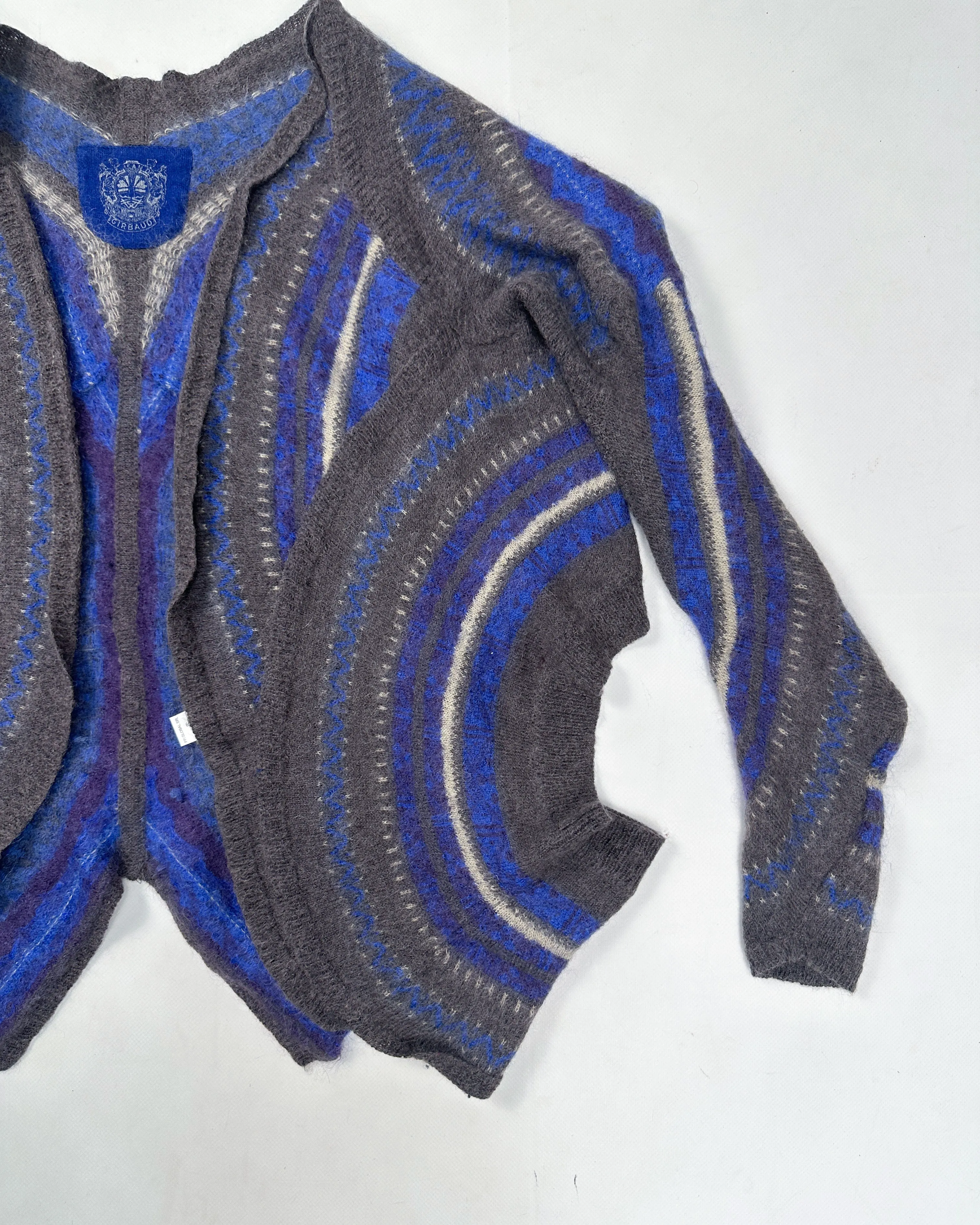 Marithé Francois Girbaud Alpaca Assymetric Blue Cardigan 2000's