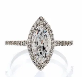 Marquis Cut Cubic Zirconia Solitaire Engagement Ring In Sterling Silver