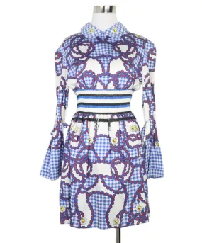 Mary Katrantzou Blue & White Print Dress sz 2